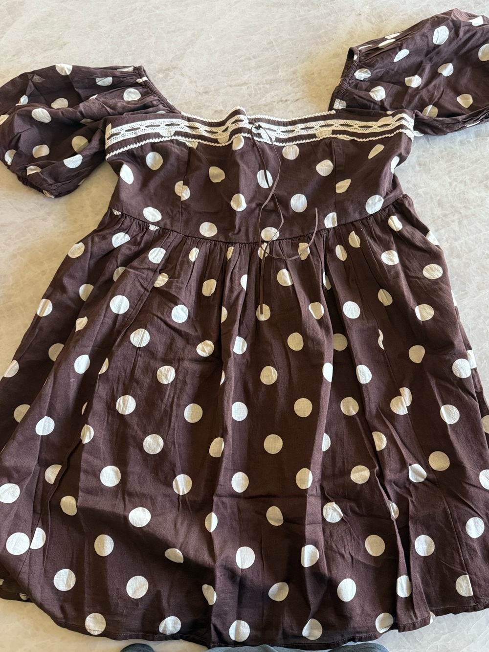 Abercrombie & Fitch Brown Polka Dot Puff Sleeve Dress